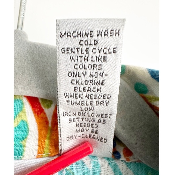 Chico’s Linen Blend Tunic Top Size 1 (Medium) Tropical Print Button Front Resort - Picture 7 of 7